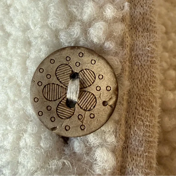 Faux shearling Sherpa fleece button up vest pockets layering piece comfort M - Picture 5 of 7